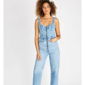 Etica Darla denim bustier jumpsuit.  New